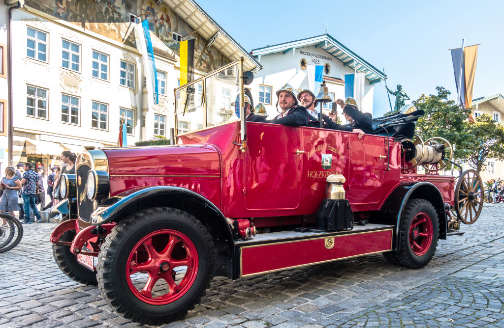 Fire Brigade Anniversary, Bad Toelz, Germany jigsaw puzzle in Cars & Bikes puzzles on TheJigsawPuzzles.com