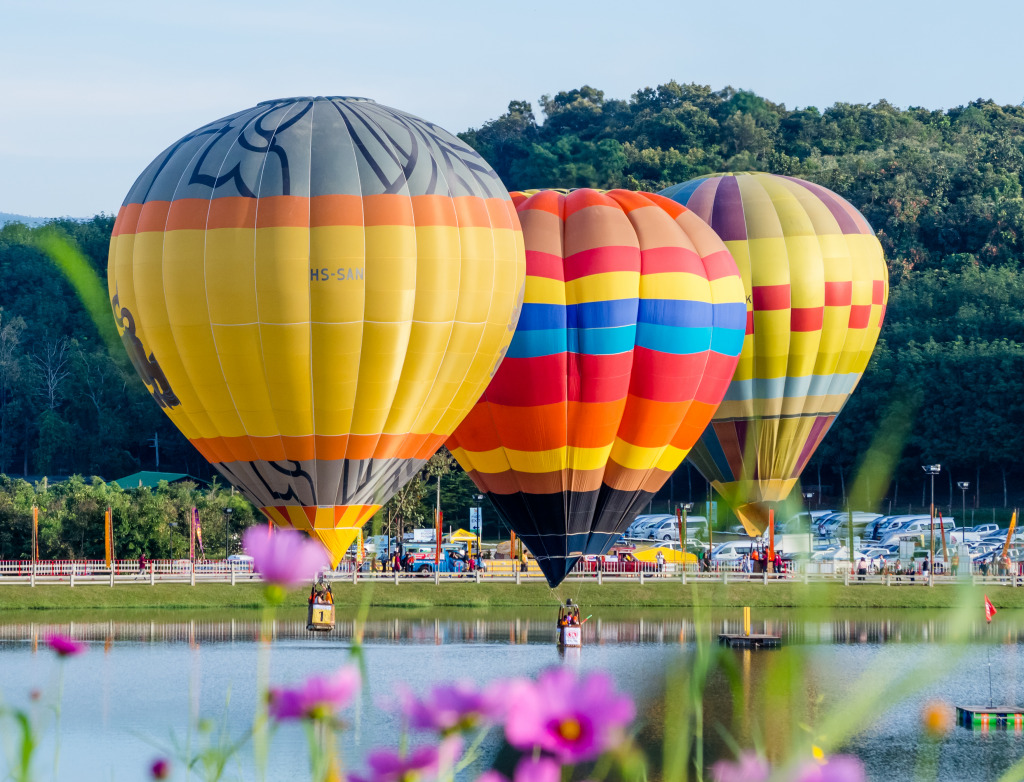 Hot Air Balloons, Chiangrai, Thailand jigsaw puzzle in Aviation puzzles on TheJigsawPuzzles.com