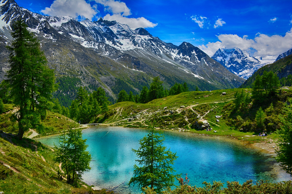 Lac Bleu Lake, Arolla, Switzerland jigsaw puzzle in Puzzle of the Day puzzles on TheJigsawPuzzles.com