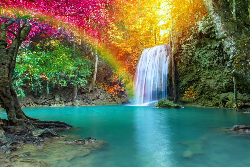 Erawan Waterfall National Park, Thailand jigsaw puzzle in Waterfalls puzzles on TheJigsawPuzzles.com