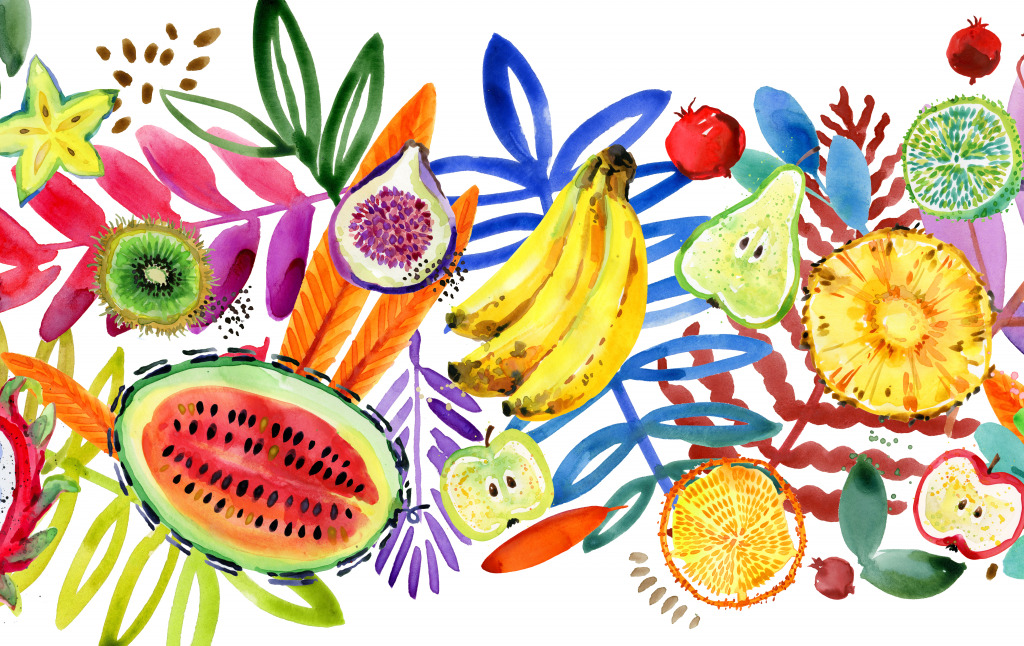 Tropical Fruit Watercolor jigsaw puzzle in Fruits & Veggies puzzles on TheJigsawPuzzles.com