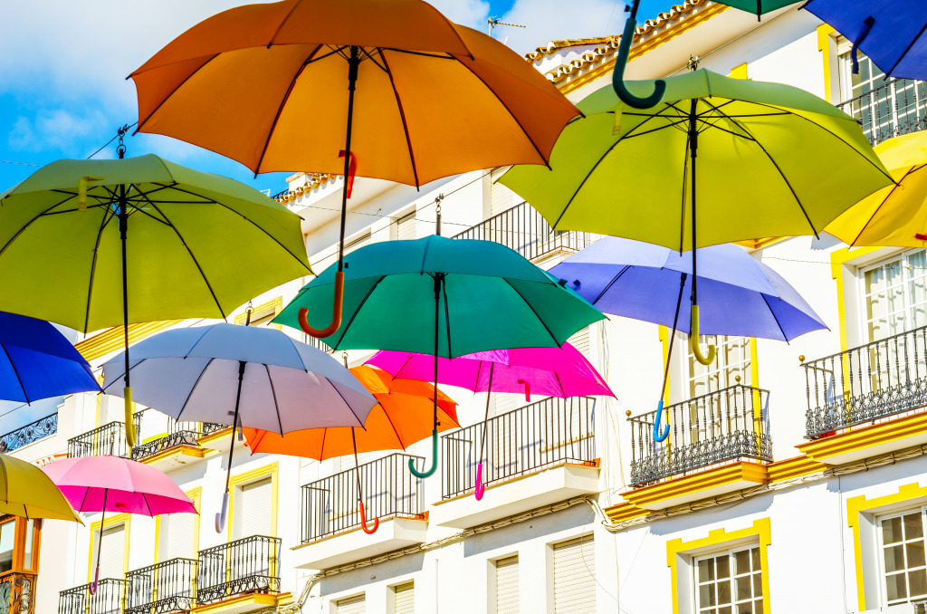 Colourful Umbrellas jigsaw puzzle in Puzzle of the Day puzzles on TheJigsawPuzzles.com