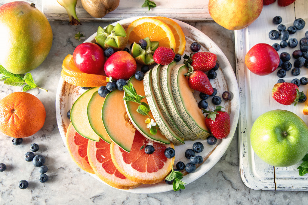 Mixed Fruit Plate jigsaw puzzle in Food & Bakery puzzles on TheJigsawPuzzles.com