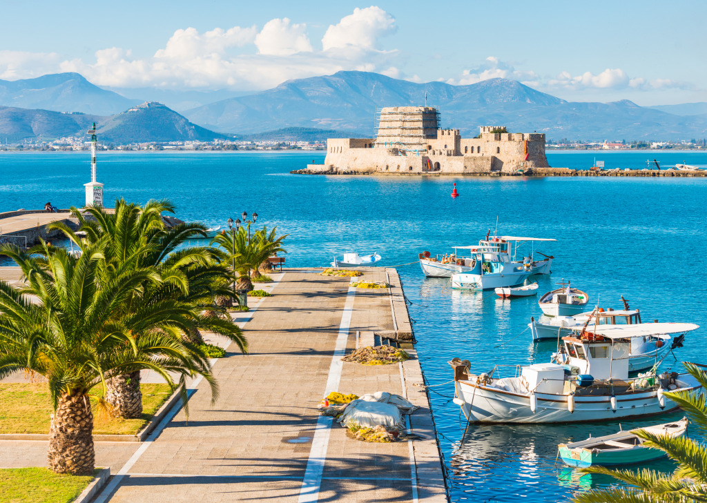 Nafplio City and Bourtzi Castle, Greece jigsaw puzzle in Castles puzzles on TheJigsawPuzzles.com