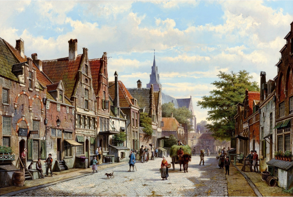 Streets of a Dutch Town jigsaw puzzle in Piece of Art puzzles on TheJigsawPuzzles.com