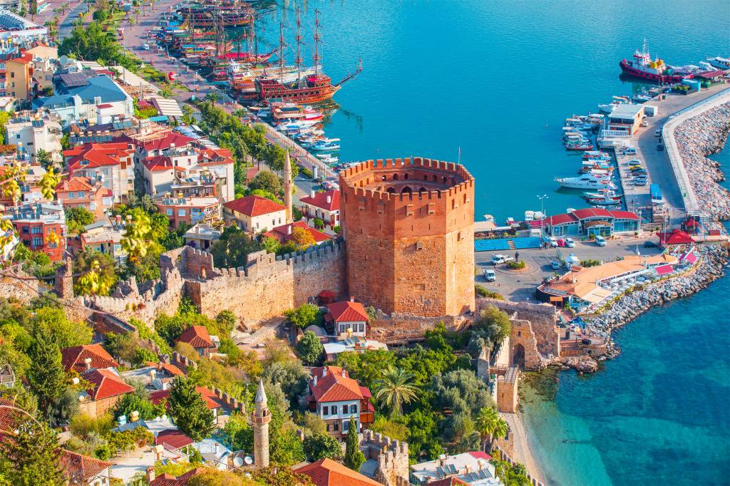 Kizil Kule Tower, Alanya Peninsula, Turkey jigsaw puzzle in Castles puzzles on TheJigsawPuzzles.com