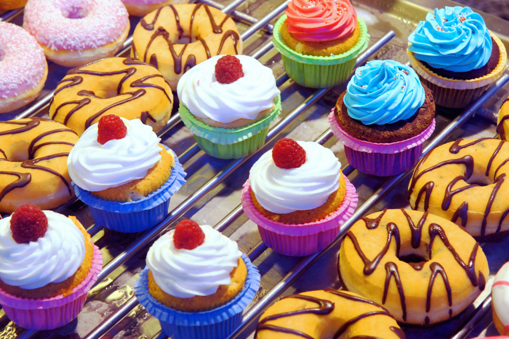 Cupcakes and Donuts jigsaw puzzle in Food & Bakery puzzles on TheJigsawPuzzles.com