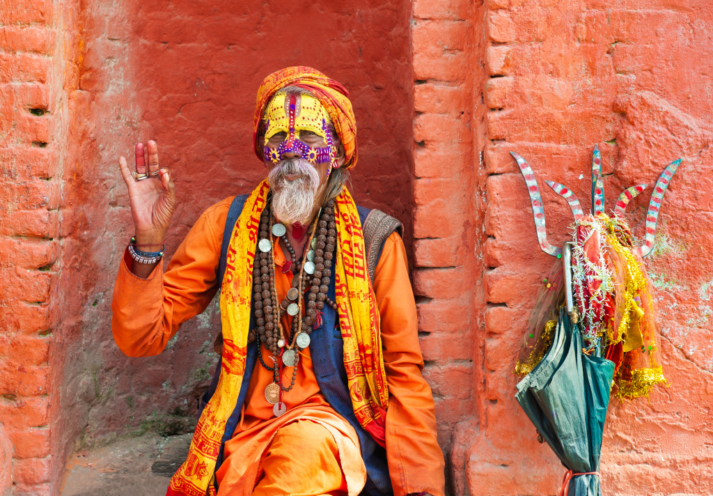 Sadhu Holy Man, Kathmandu, Nepal jigsaw puzzle in People puzzles on TheJigsawPuzzles.com