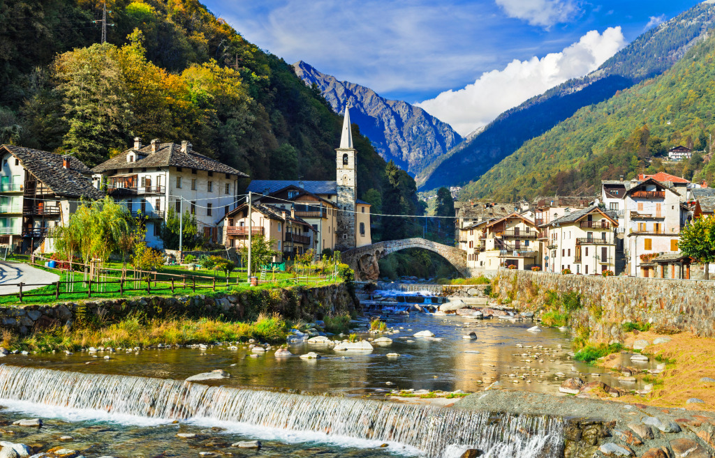 Alpine Village Lillianes, Italy jigsaw puzzle in Waterfalls puzzles on TheJigsawPuzzles.com