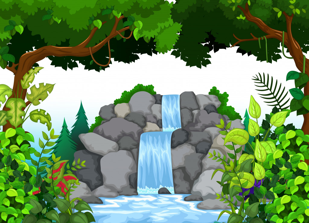 Waterfall in the Forest jigsaw puzzle in Waterfalls puzzles on TheJigsawPuzzles.com