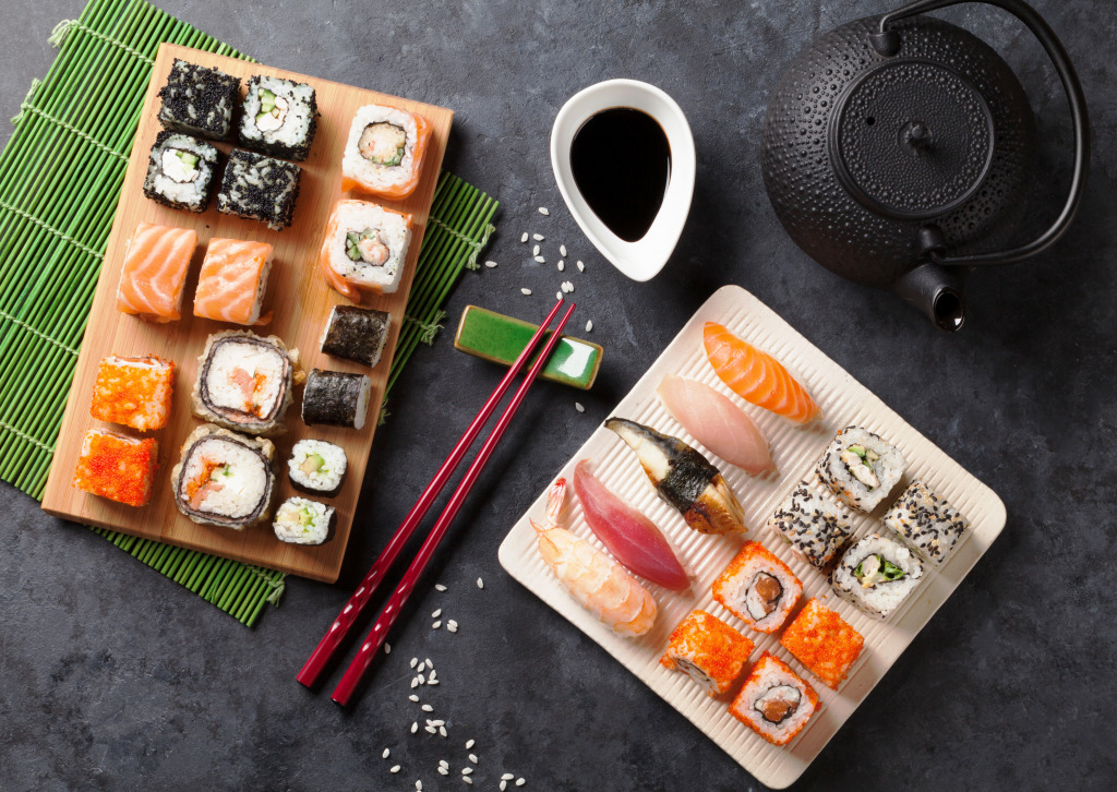 Sushi and Maki Set jigsaw puzzle in Food & Bakery puzzles on TheJigsawPuzzles.com