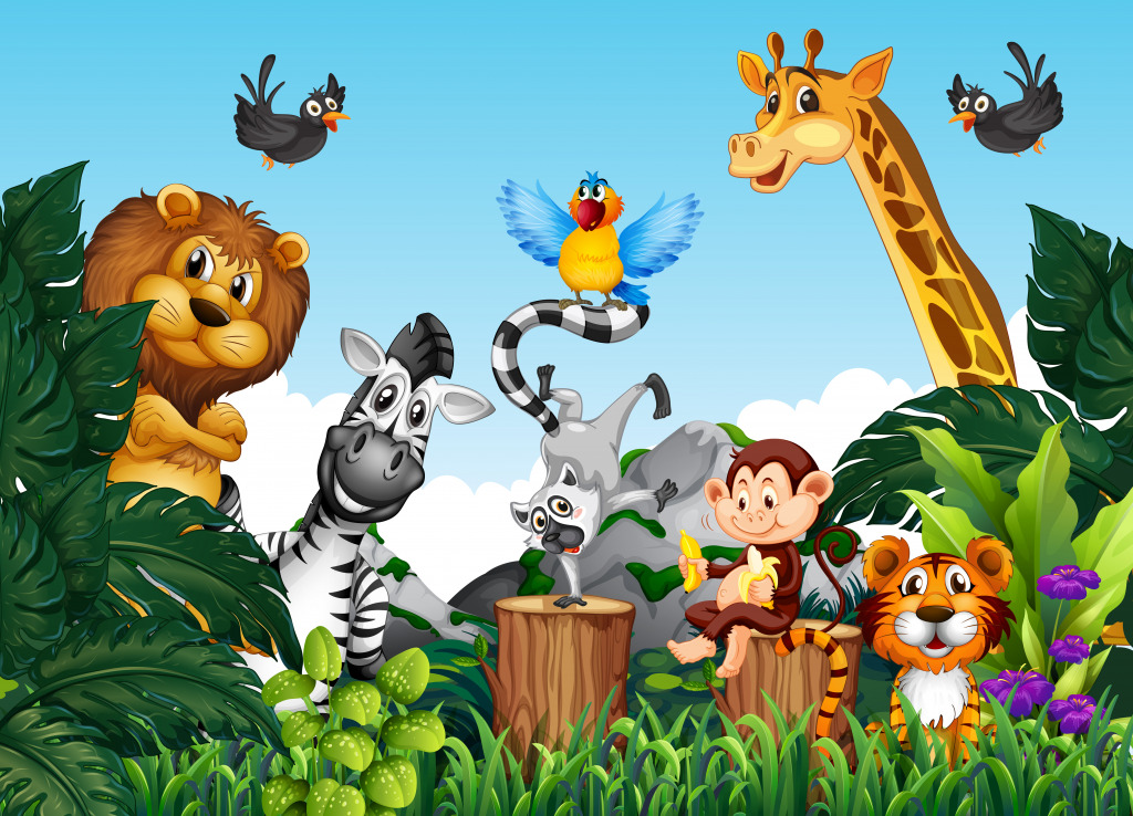 Wild Animals in the Jungle jigsaw puzzle in Animals puzzles on TheJigsawPuzzles.com