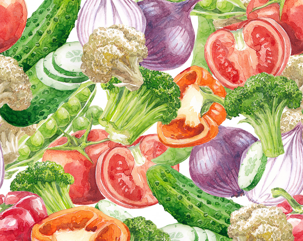 Watercolor Vegetables jigsaw puzzle in Fruits & Veggies puzzles on TheJigsawPuzzles.com
