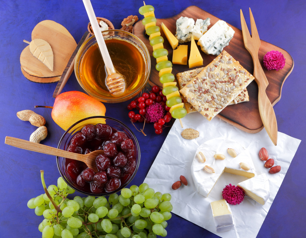 Cheese and Fruit Plate jigsaw puzzle in Food & Bakery puzzles on TheJigsawPuzzles.com