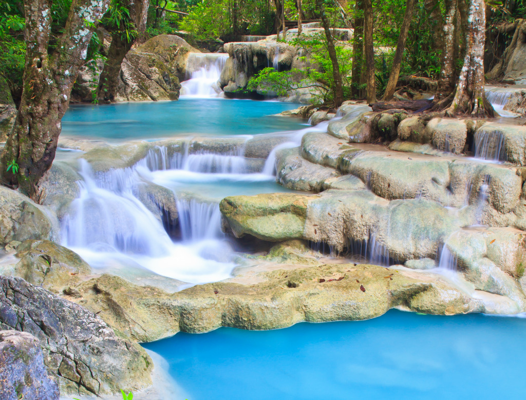 Erawan Waterfall, Thailand jigsaw puzzle in Waterfalls puzzles on TheJigsawPuzzles.com