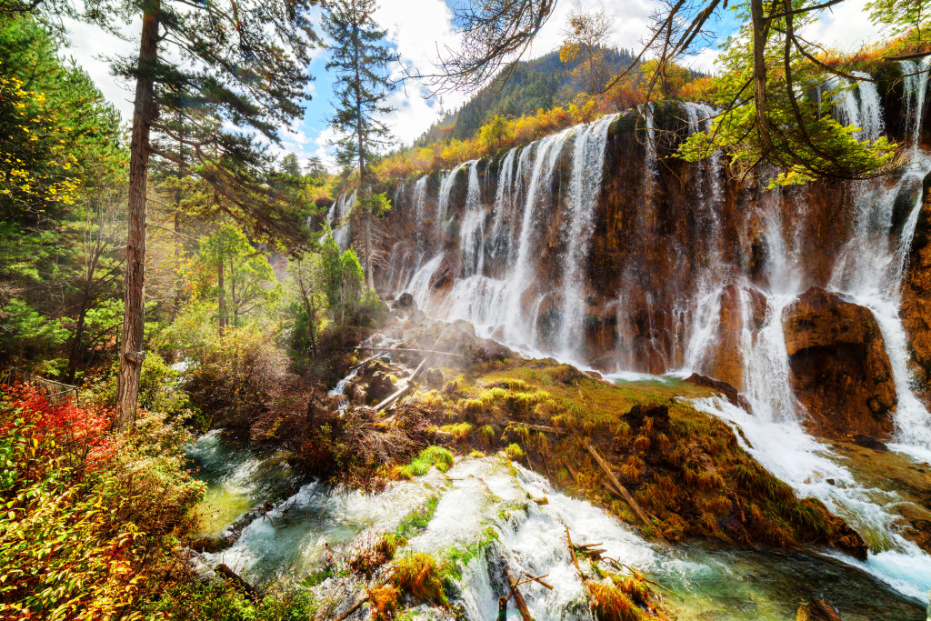 Nuorilang Waterfall, China jigsaw puzzle in Waterfalls puzzles on TheJigsawPuzzles.com