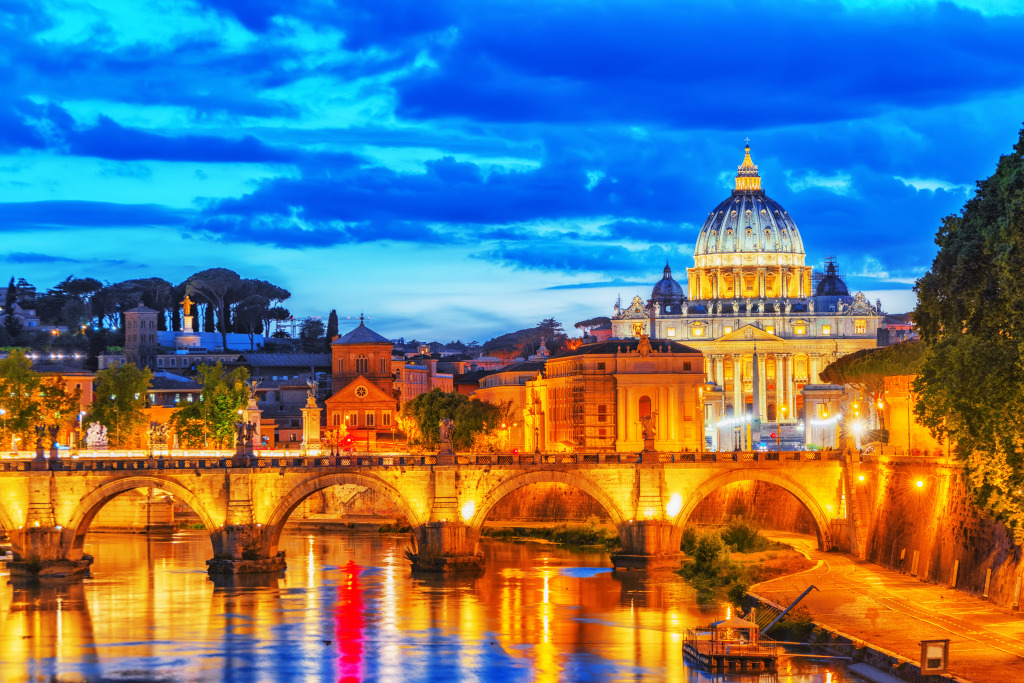 Bridge Vittorio Emanuele II, Rome jigsaw puzzle in Bridges puzzles on TheJigsawPuzzles.com