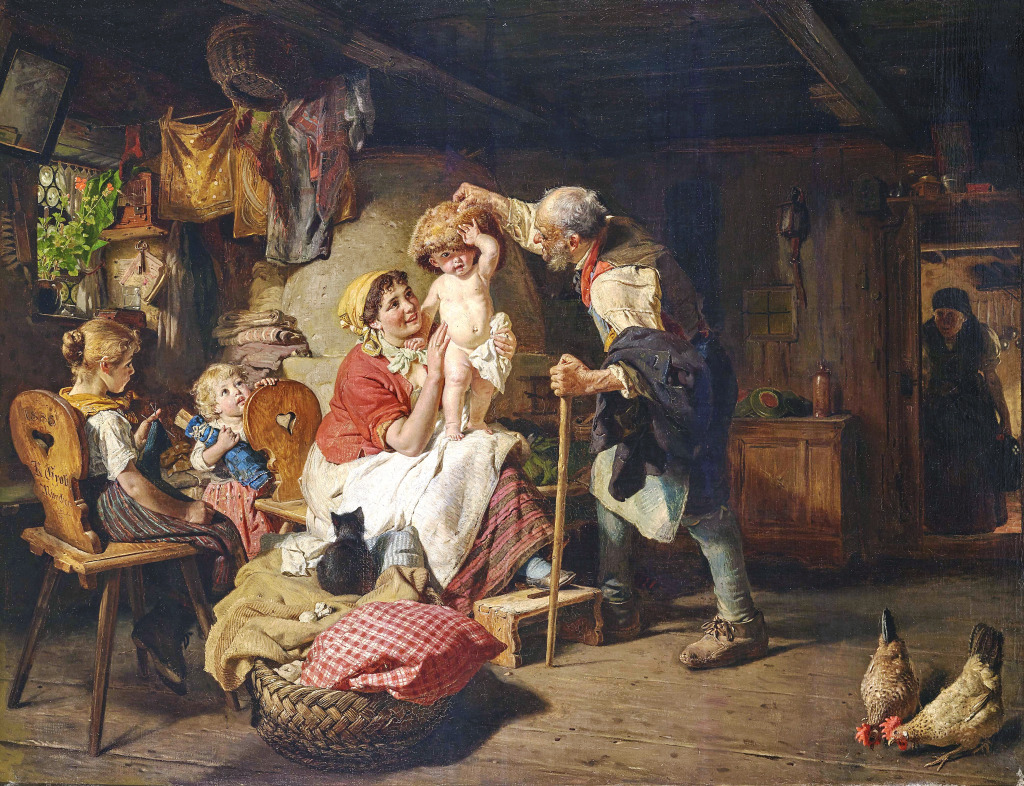 Peasant Family in the Living Room jigsaw puzzle in Puzzle of the Day puzzles on TheJigsawPuzzles.com