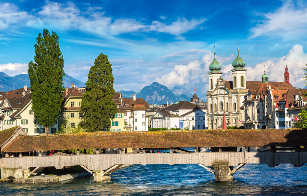 Historical Center of Lucerne, Switzerland jigsaw puzzle in Bridges puzzles on TheJigsawPuzzles.com