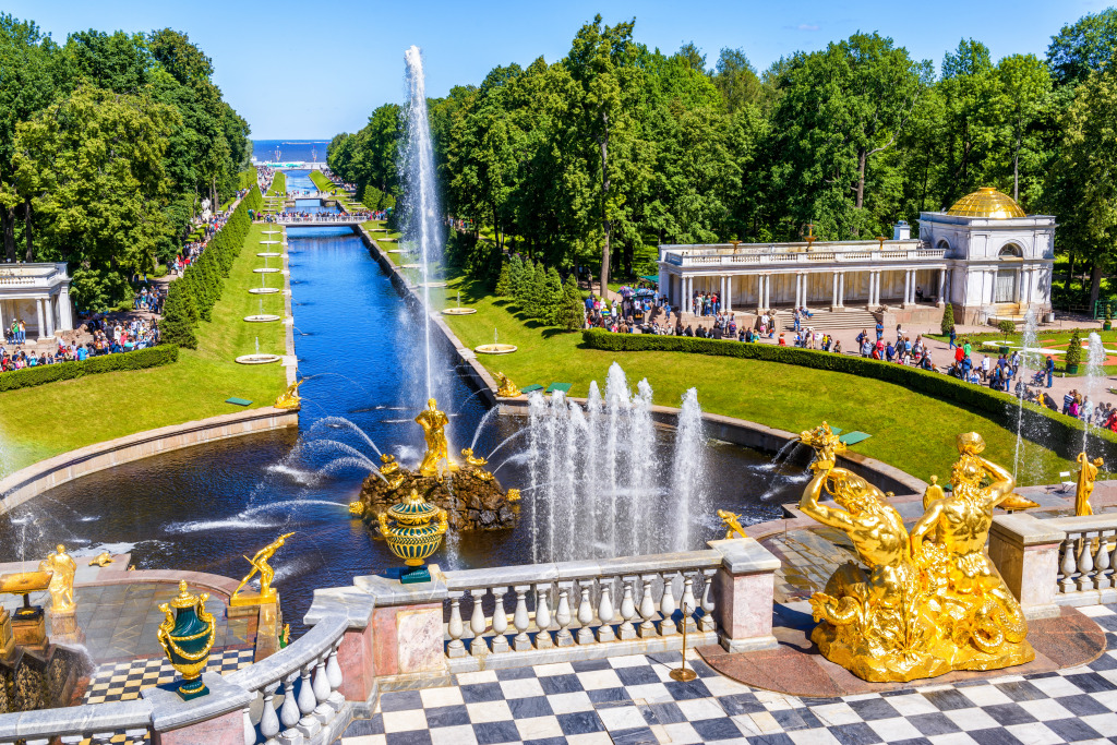 Grand Cascade at Peterhof Palace jigsaw puzzle in Puzzle of the Day puzzles on TheJigsawPuzzles.com