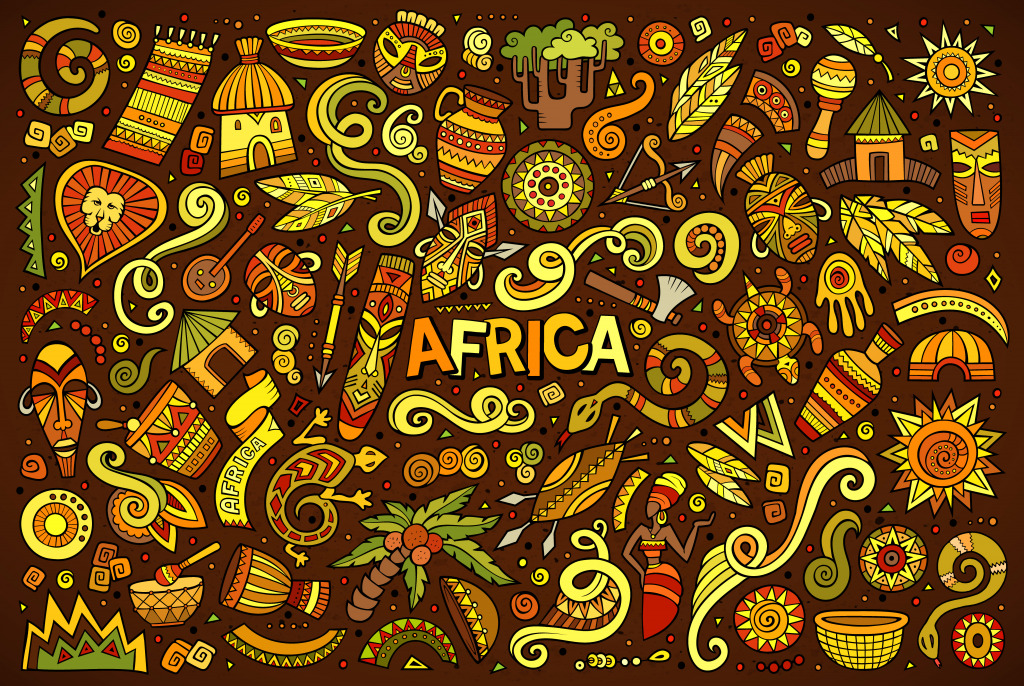 Africa Doodles jigsaw puzzle in Puzzle of the Day puzzles on TheJigsawPuzzles.com