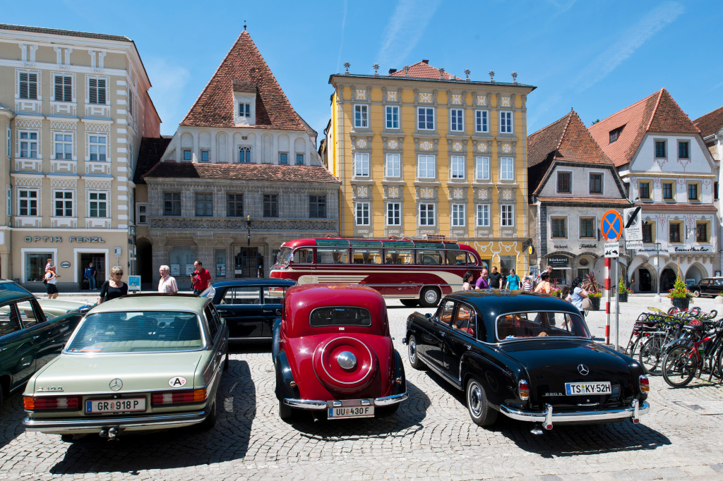 Mercedes Benz Cars Meeting, Steyr, Austria jigsaw puzzle in Cars & Bikes puzzles on TheJigsawPuzzles.com