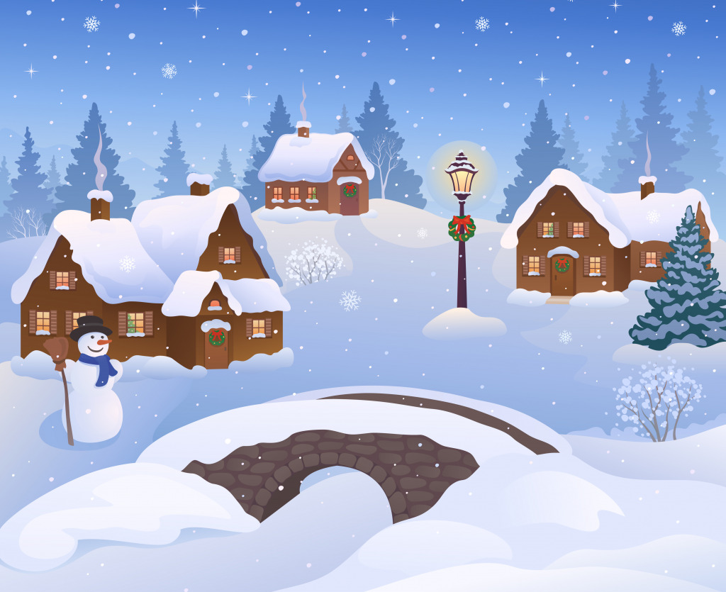 Winter Village jigsaw puzzle in Bridges puzzles on TheJigsawPuzzles.com