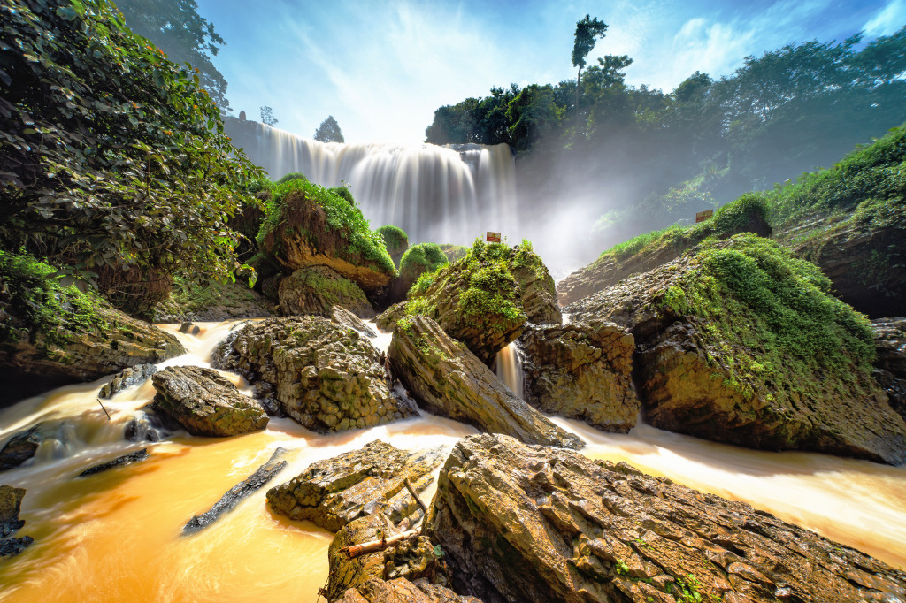 Elephant Waterfalls, Dalat, Vietnam jigsaw puzzle in Waterfalls puzzles on TheJigsawPuzzles.com