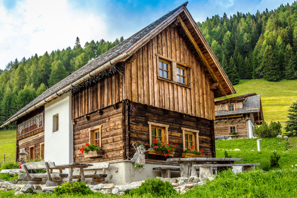 Wooden House in the Alps jigsaw puzzle in Puzzle of the Day puzzles on TheJigsawPuzzles.com