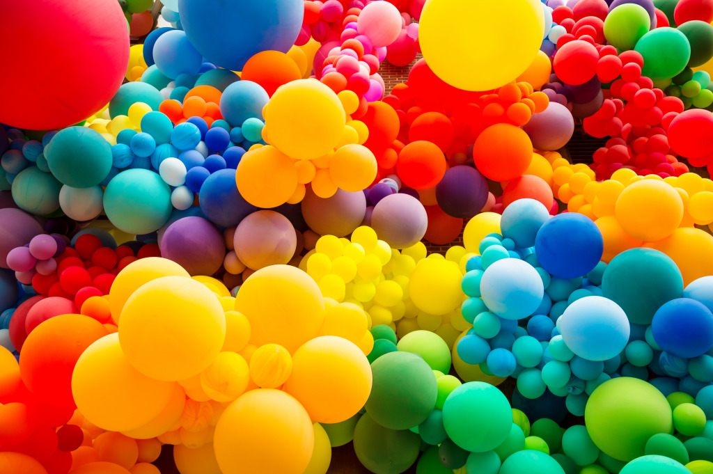 Rainbow Colored Balloons jigsaw puzzle in Puzzle of the Day puzzles on TheJigsawPuzzles.com