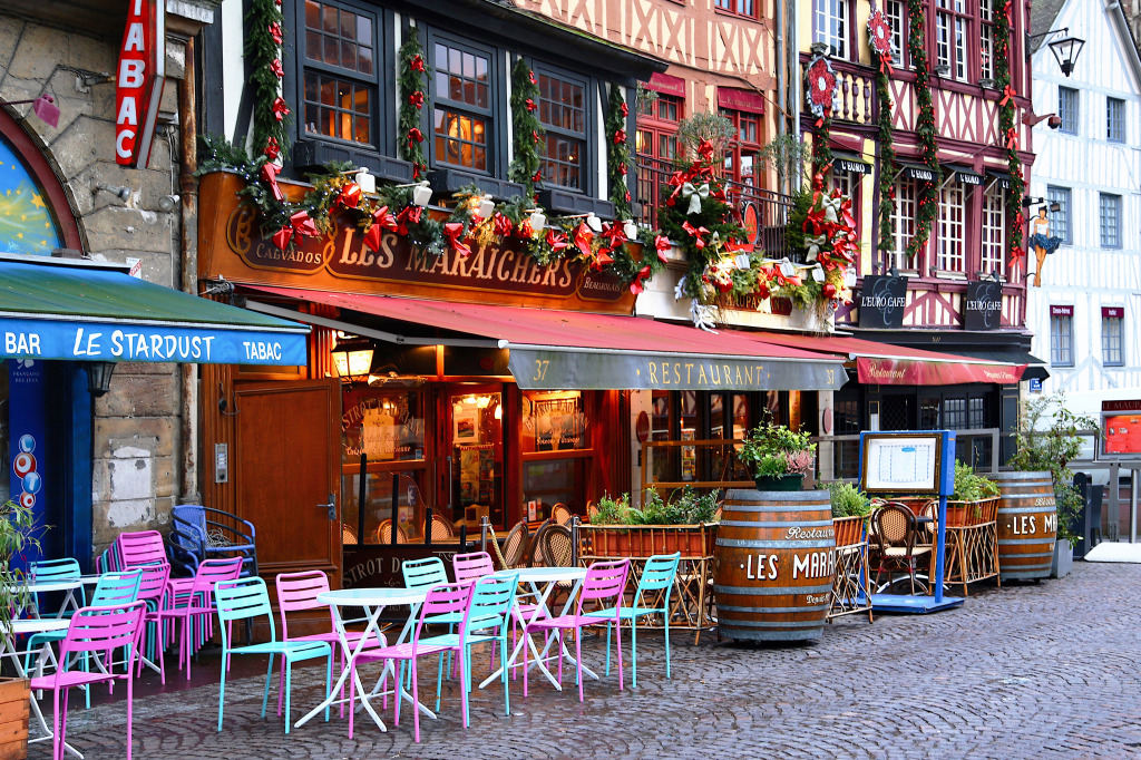 Street Restaurant in Rouen, France jigsaw puzzle in Food & Bakery puzzles on TheJigsawPuzzles.com