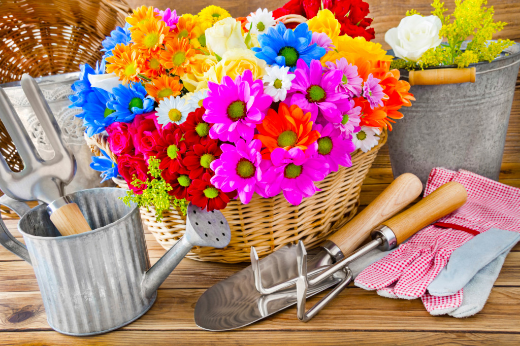 Gardening and Decorating With Flowers jigsaw puzzle in Flowers puzzles on TheJigsawPuzzles.com