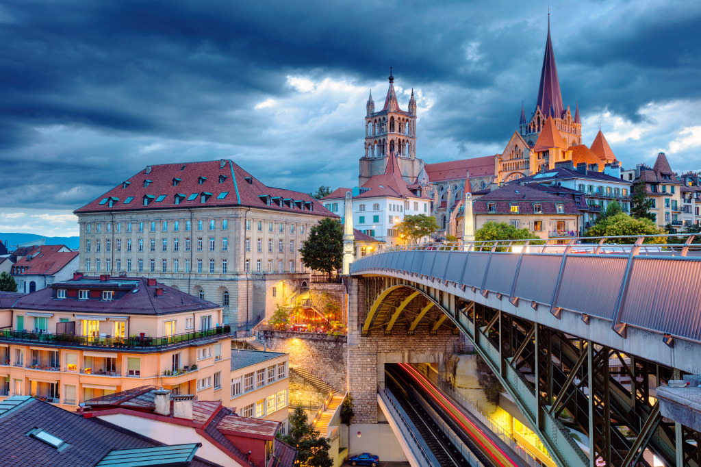 City of Lausanne, Switzerland jigsaw puzzle in Bridges puzzles on TheJigsawPuzzles.com