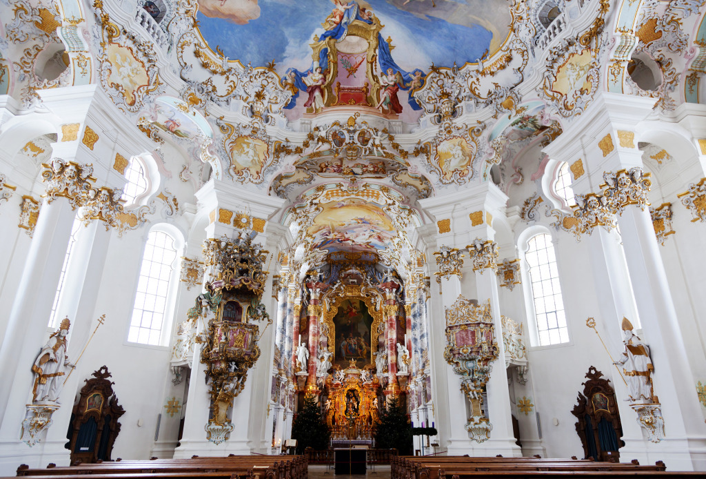 Wieskirche Church in Bavaria, Germany jigsaw puzzle in Puzzle of the Day puzzles on TheJigsawPuzzles.com