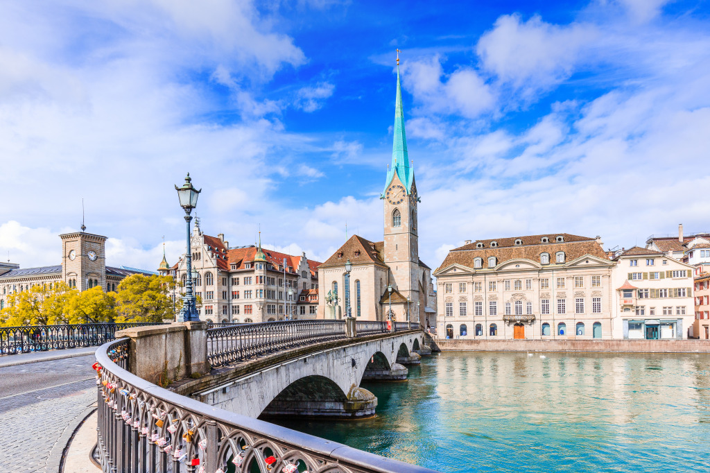 Limmat River, Zurich, Switzerland jigsaw puzzle in Bridges puzzles on TheJigsawPuzzles.com