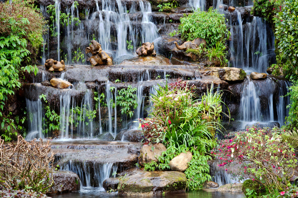 Waterfall in the Garden jigsaw puzzle in Waterfalls puzzles on TheJigsawPuzzles.com