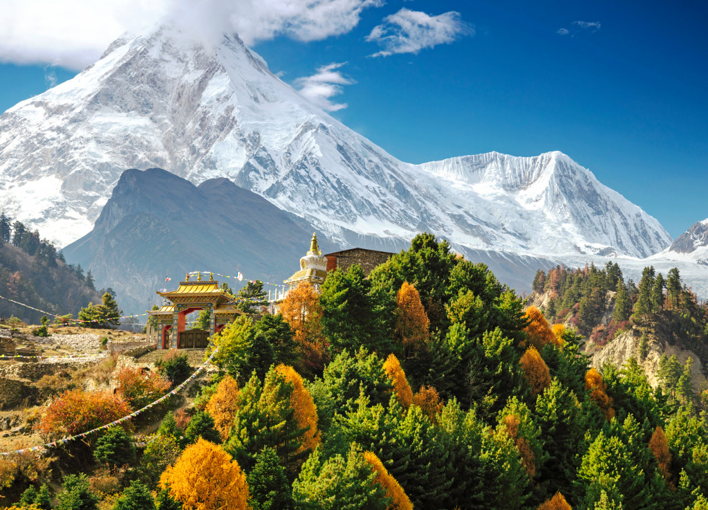 Manaslu Mountain in Himalayas, Nepal jigsaw puzzle in Great Sightings puzzles on TheJigsawPuzzles.com