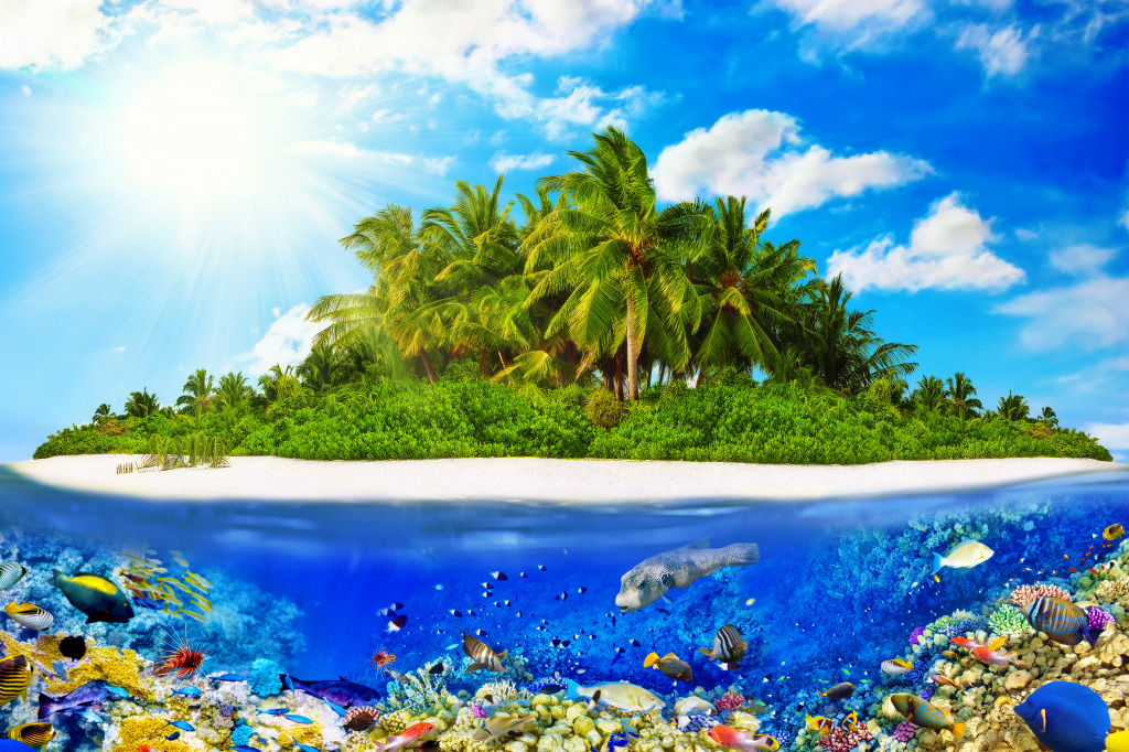 Tropical Island with Corals and Fish jigsaw puzzle in Under the Sea puzzles on TheJigsawPuzzles.com