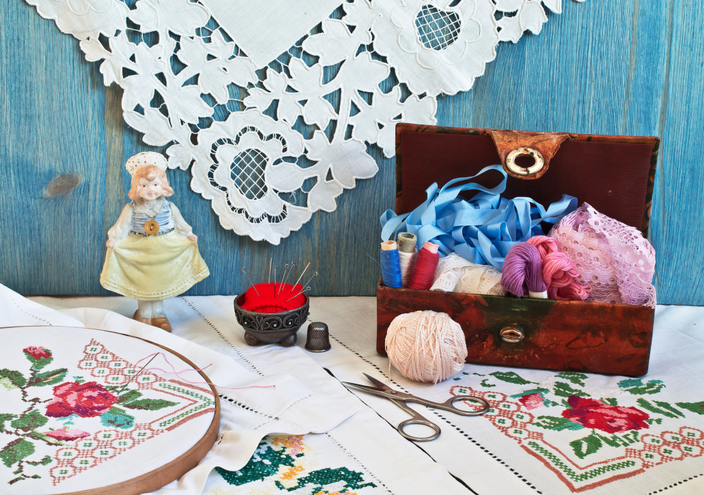 Needlework and Embroidery jigsaw puzzle in Handmade puzzles on TheJigsawPuzzles.com