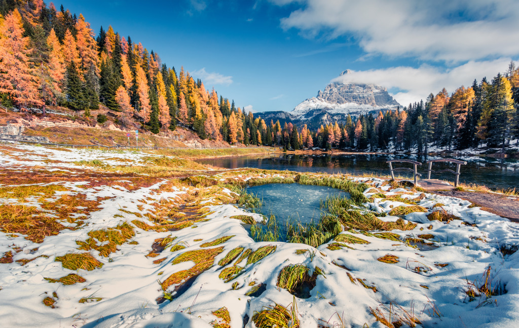 Antorno Lake, Dolomite Alps, Italy jigsaw puzzle in Great Sightings puzzles on TheJigsawPuzzles.com