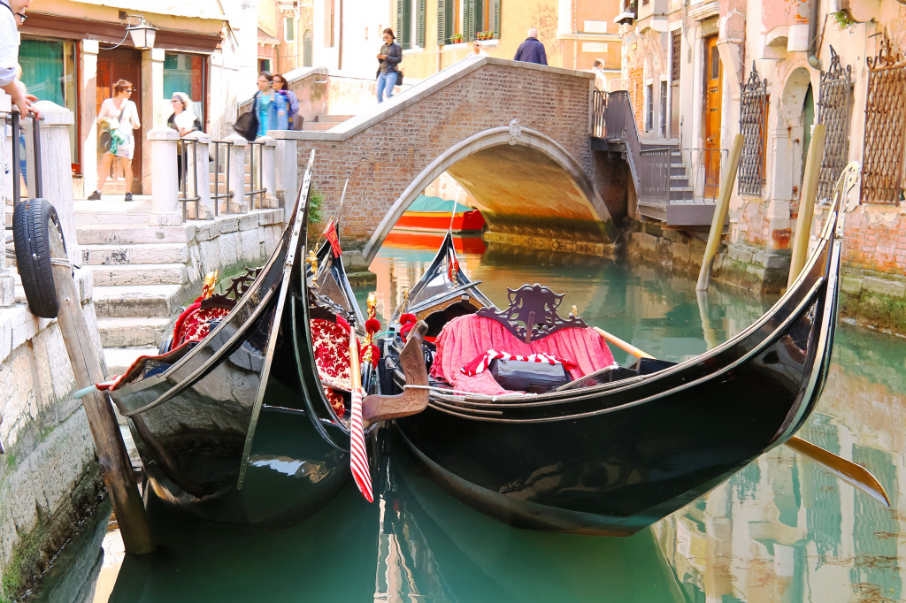 Gondolas on the Canal in Venice jigsaw puzzle in Bridges puzzles on TheJigsawPuzzles.com