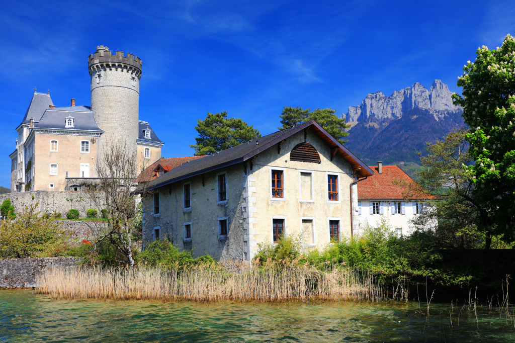 Duingt Castle, Lake Annecy, France jigsaw puzzle in Castles puzzles on TheJigsawPuzzles.com