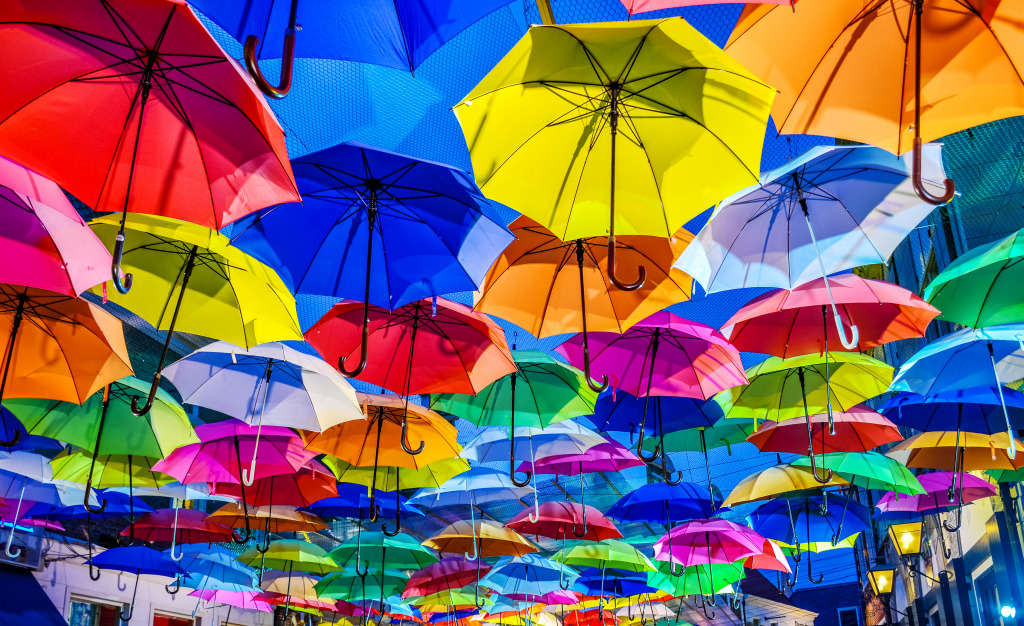 Colorful Umbrellas jigsaw puzzle in Puzzle of the Day puzzles on TheJigsawPuzzles.com