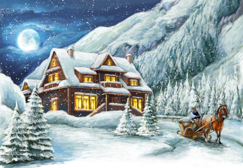 Christmas Winter Scene jigsaw puzzle in Puzzle of the Day puzzles on TheJigsawPuzzles.com
