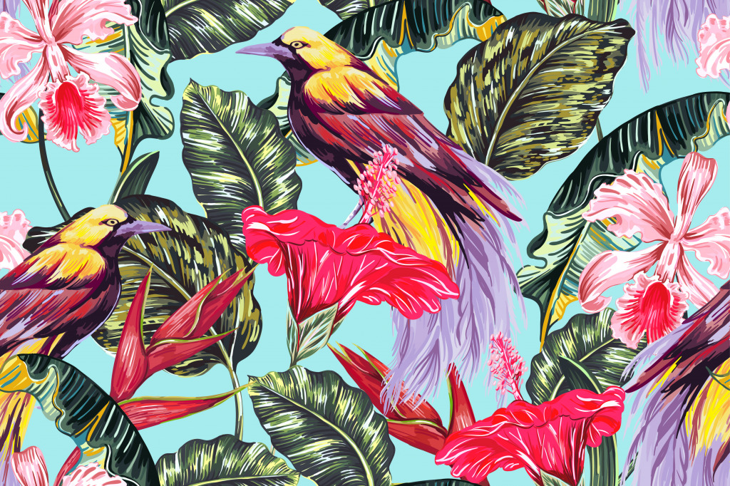 Exotic Birds and Flowers jigsaw puzzle in Animals puzzles on TheJigsawPuzzles.com