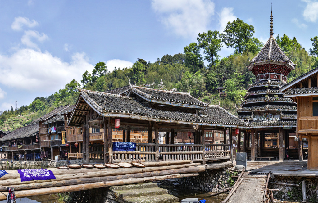 Zhaoxing Dong Village, Guizhou, China jigsaw puzzle in Bridges puzzles on TheJigsawPuzzles.com