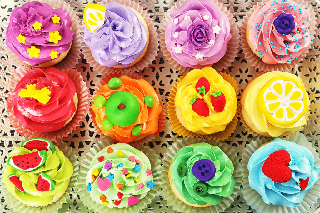 Colorful Cupcakes jigsaw puzzle in Macro puzzles on TheJigsawPuzzles.com