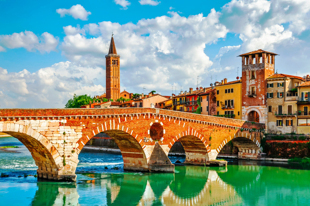 Ponte Pietra, Verona, Italy jigsaw puzzle in Bridges puzzles on TheJigsawPuzzles.com