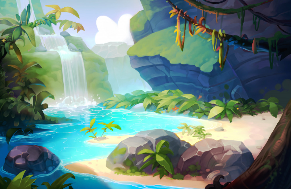 Waterfall In a Tropical Forest jigsaw puzzle in Waterfalls puzzles on TheJigsawPuzzles.com