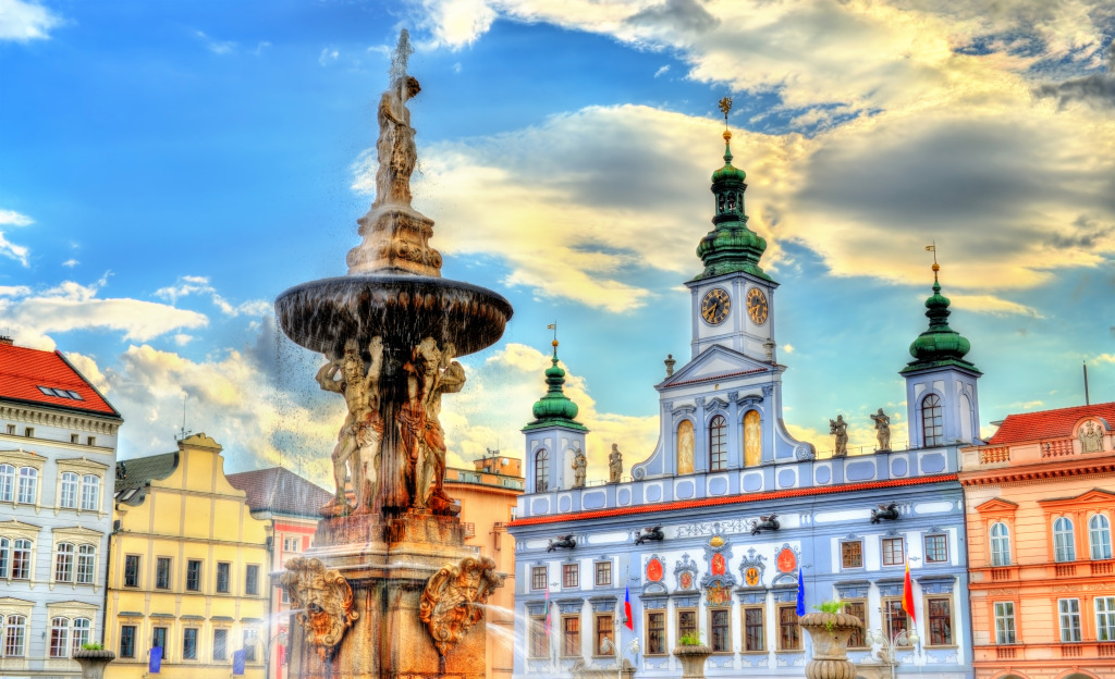 Samson Fountain, Ceske Budejovice, Czech Republic jigsaw puzzle in Waterfalls puzzles on TheJigsawPuzzles.com